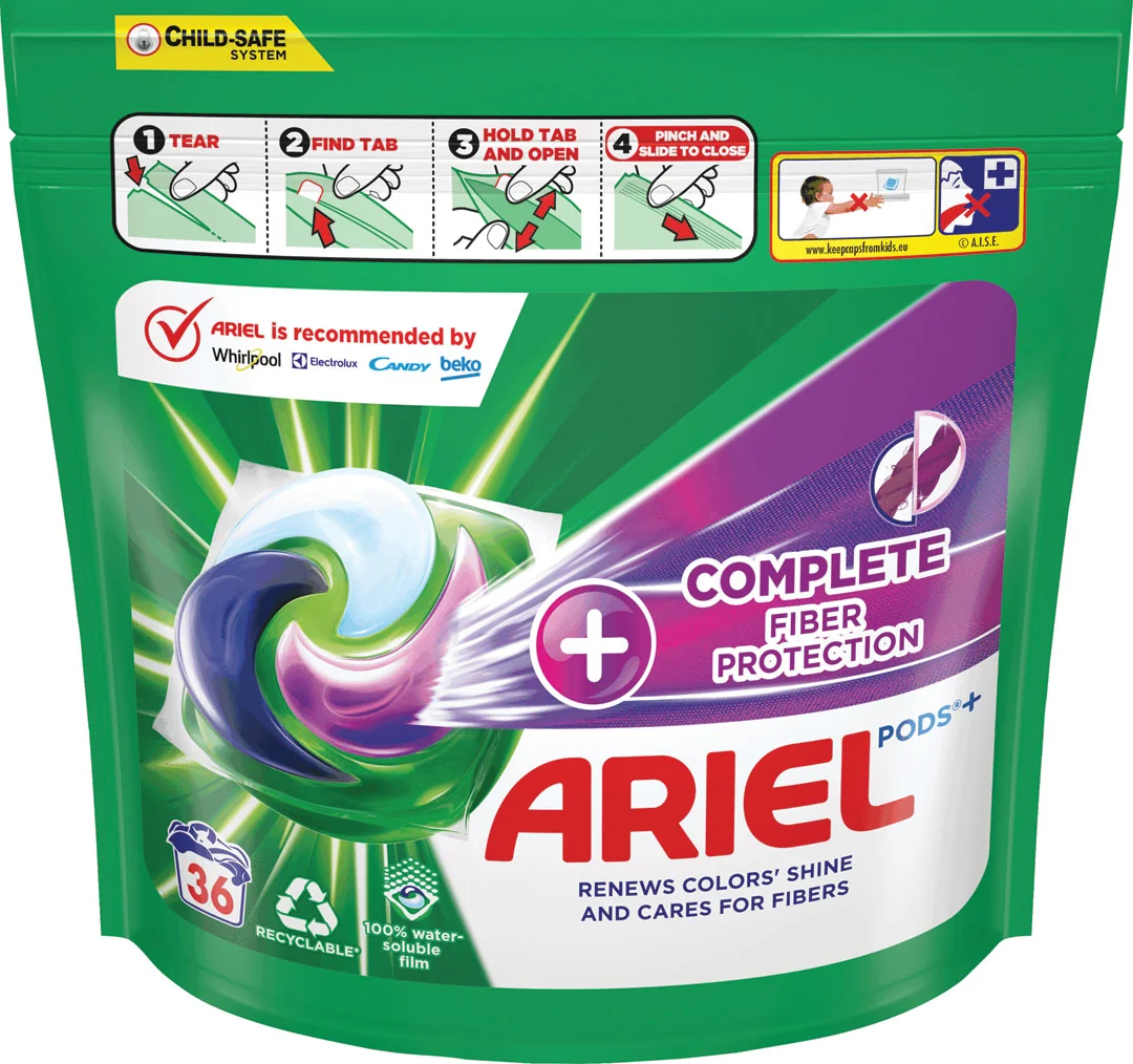 Ariel All-in-1 PODS Complete fiber protection, Gélové Kapsuly Na Pranie, 36 Praní 1×36ks, Gélové Kapsuly Na Pranie