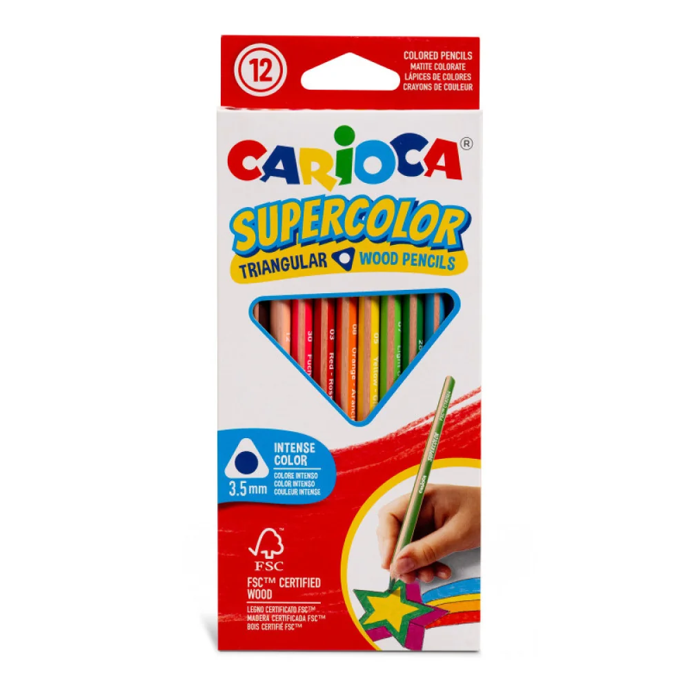 Farbičky SUPERCOLOR trojhranné, nelámavé 12ks 3ks /3 balenia/CARIOCA 