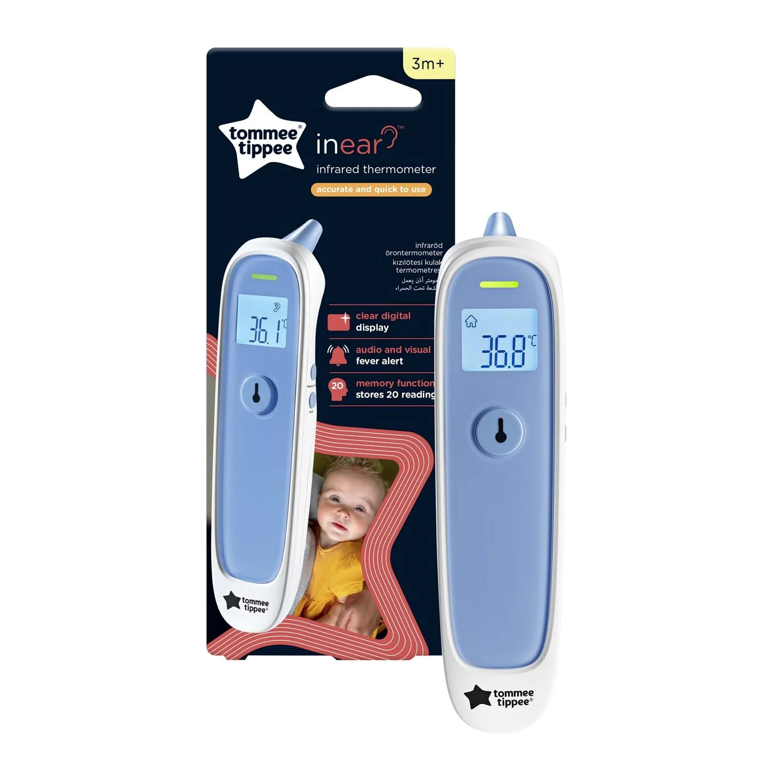 Tommee Tippee CTN Digitálny ušný teplomer 1×1 ks, digitálny ušný teplomer