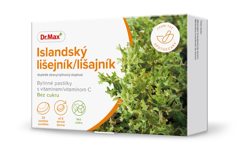 Dr. Max Islandský lišajník, bylinné pastilky bez cukru 1×24 ks, pastilky