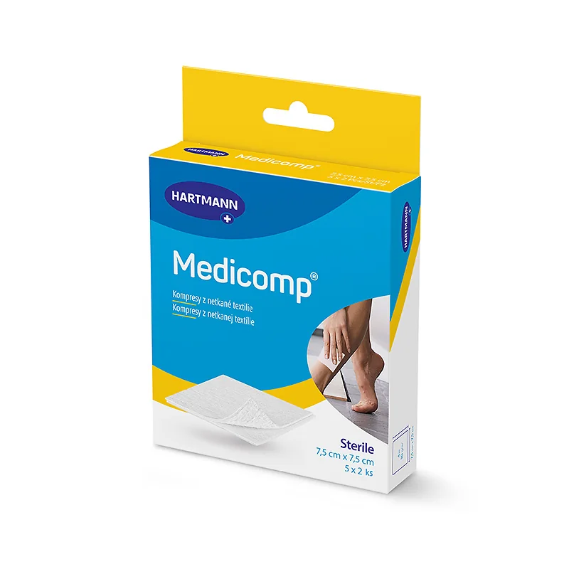 Medicomp kompresy z netkanej textílie, sterilný (7,5x7,5 cm)