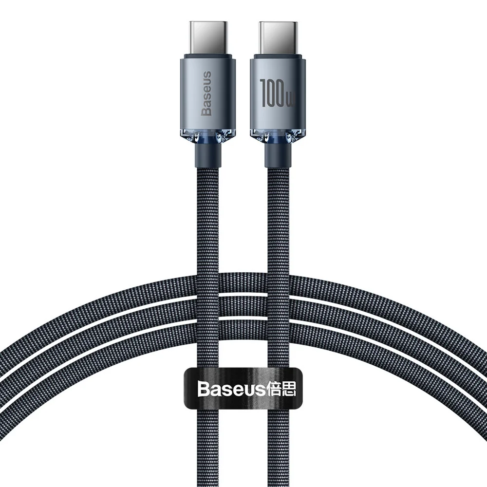 Baseus Crystal Shine kábel USB-C / USB-C 5A 100W 1.2m, čierny 