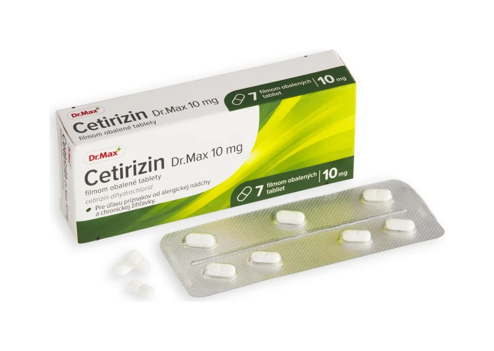 Cetirizin Dr. Max 10 mg 1×7 tbl, pre úľavu od alergickej nádchy a chronickej žihľavky