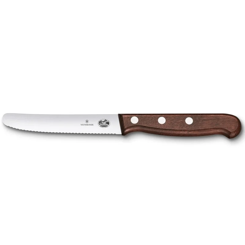 Victorinox kuchynský zúbkovaný nôž 11cm, hnedé drevo 