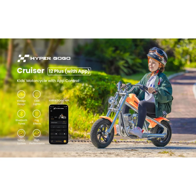 Hyper Gogo Cruiser 12 Plus Elektrická motorka s aplikáciou - čierna 