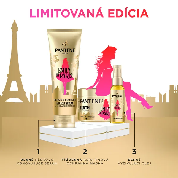 Pantene Pro-V Súprava produktov Pantene x Emily in Paris: sérum, olej a maska na vlasy 1×1 ks, darčeková sada