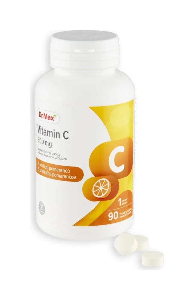 Dr. Max Vitamin C 500 mg 1×90 tbl, žuvacie tablety