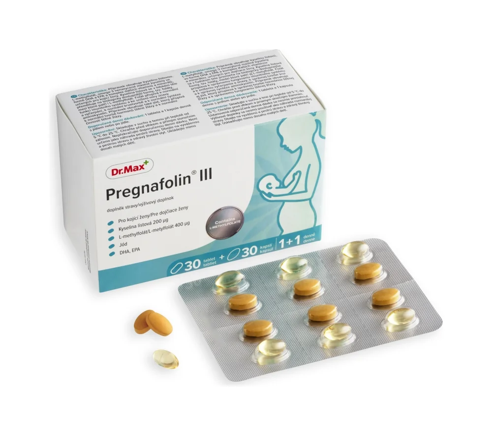 Dr. Max Pregnafolin III 1×30tbl + 30cps, výživový doplnok pre dojčiace ženy