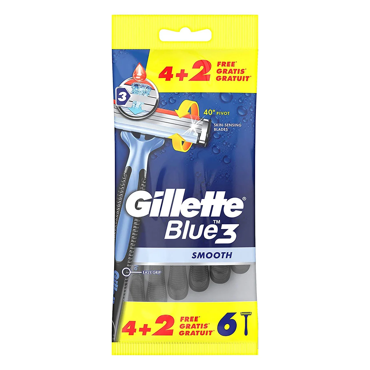 GILLETTE Blue3 Holiaci strojček 6ks Smooth