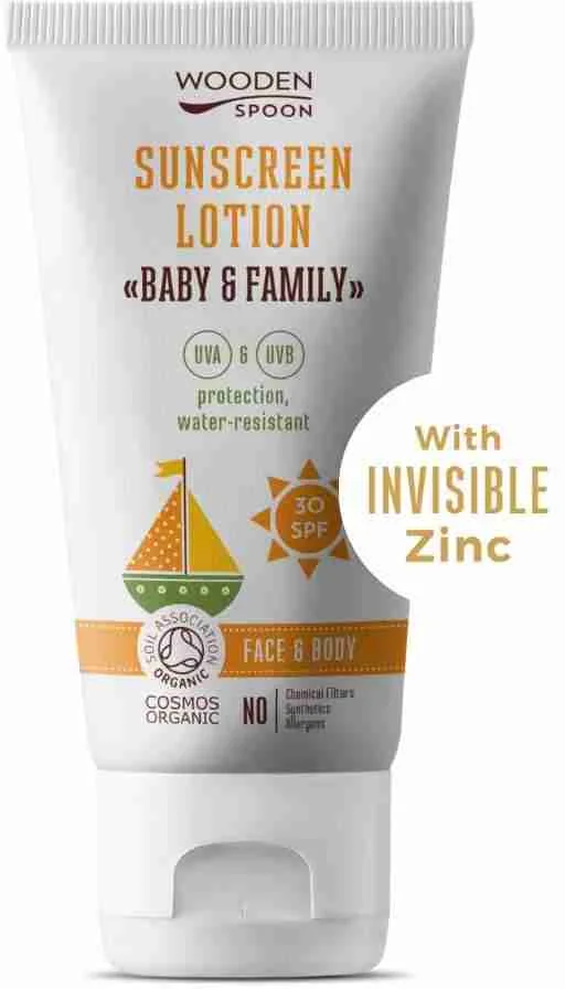 Wooden Spoon Opaľovacie telové mlieko v tube Baby & Family SPF30 150 ml