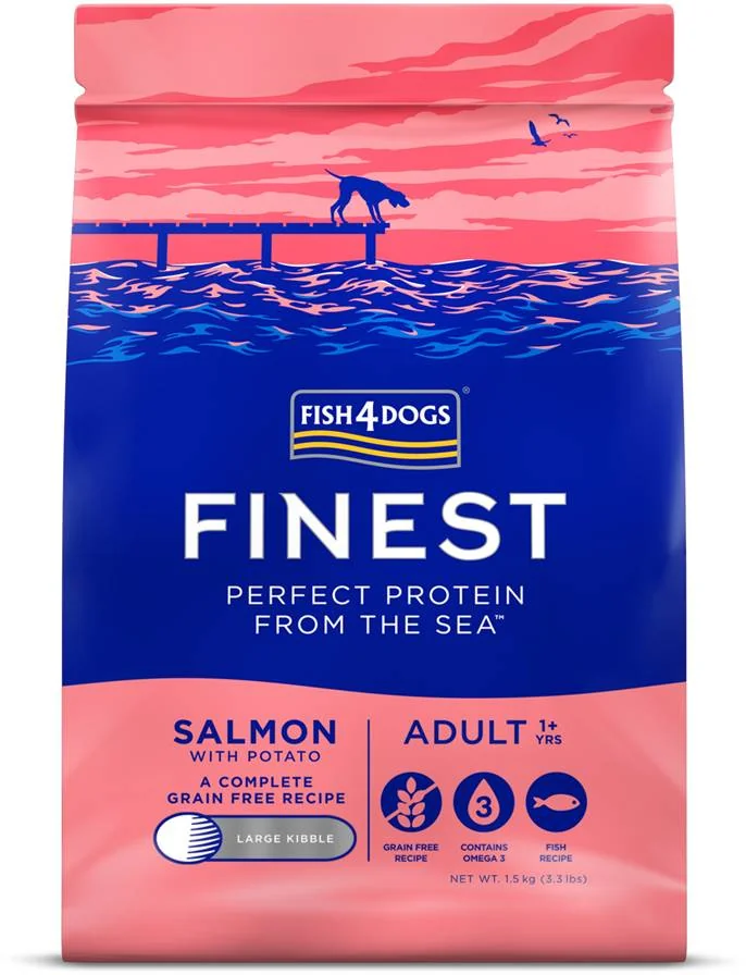 FISH4DOGS Granule malé pre dospelých psy Finest losos so zemiakmi 1,5kg, 1+