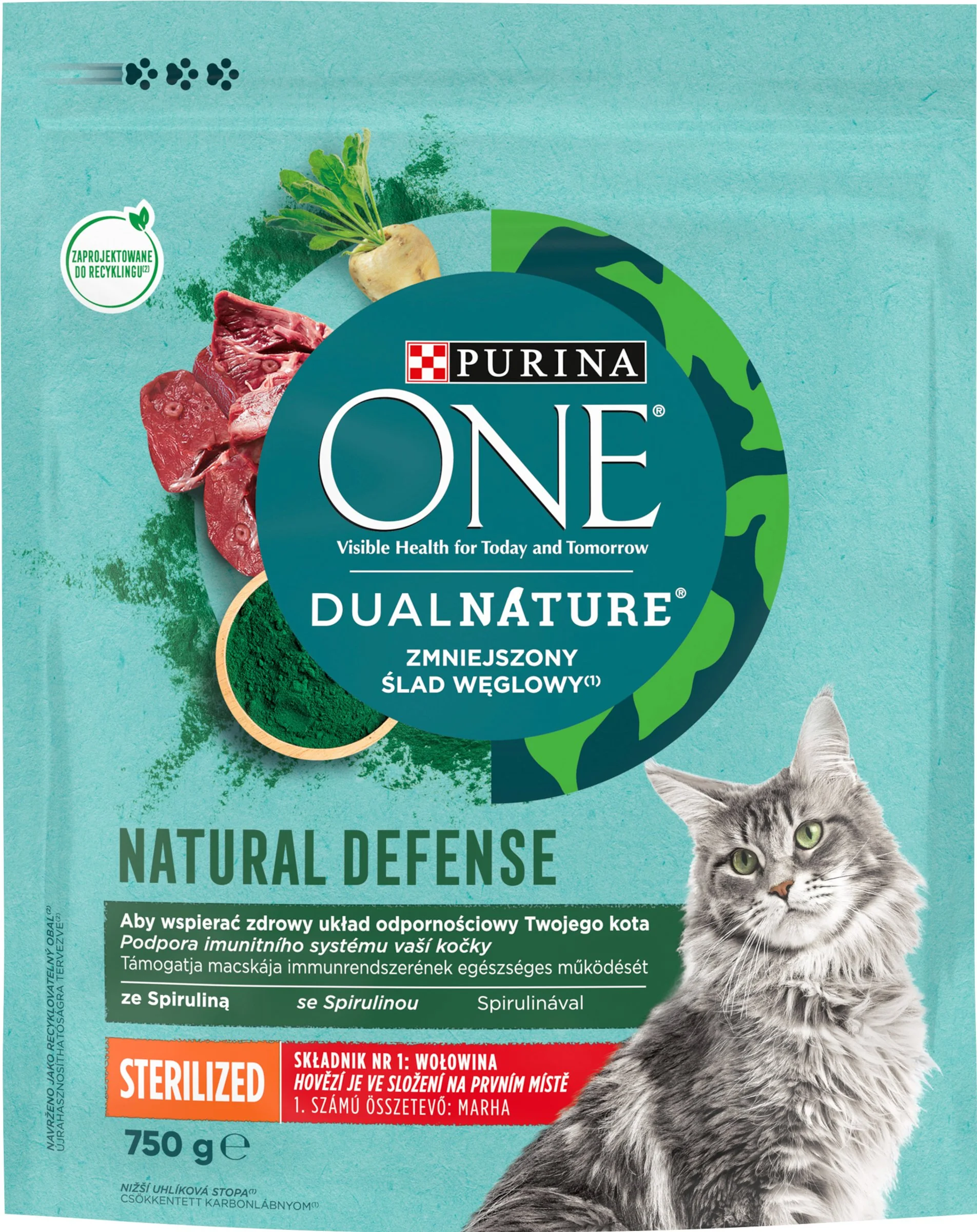 Purina ONE 750g Dual Nature Sterilized s hovädzím a spirulinou