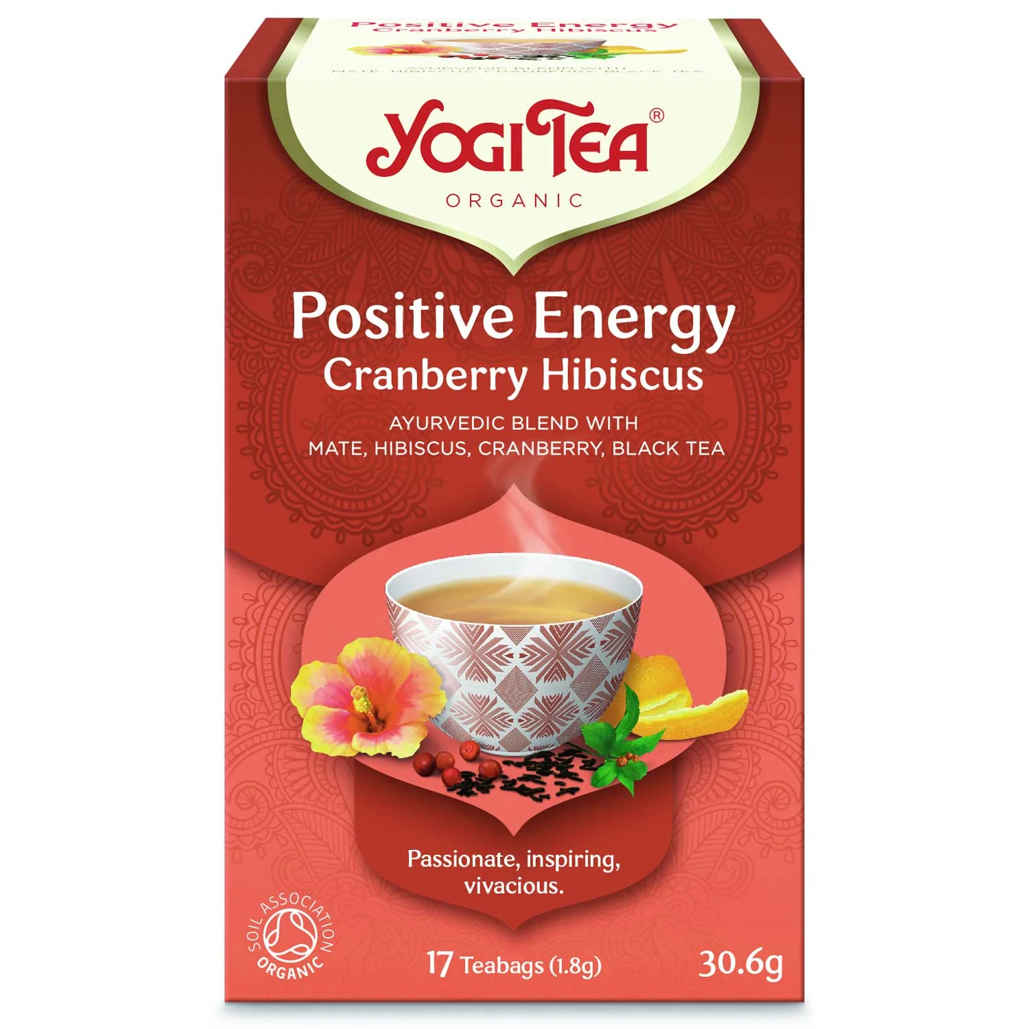 Yogi Tea Bio Positive Energy Brusnice a Ibištek s čiernym čajom 17 x 2 g 