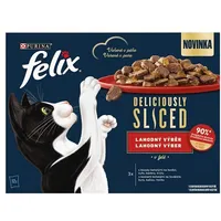 FELIX Deliciously sliced Multipack 4(12x80g) hovädzie/kura/kačica/morka v želé