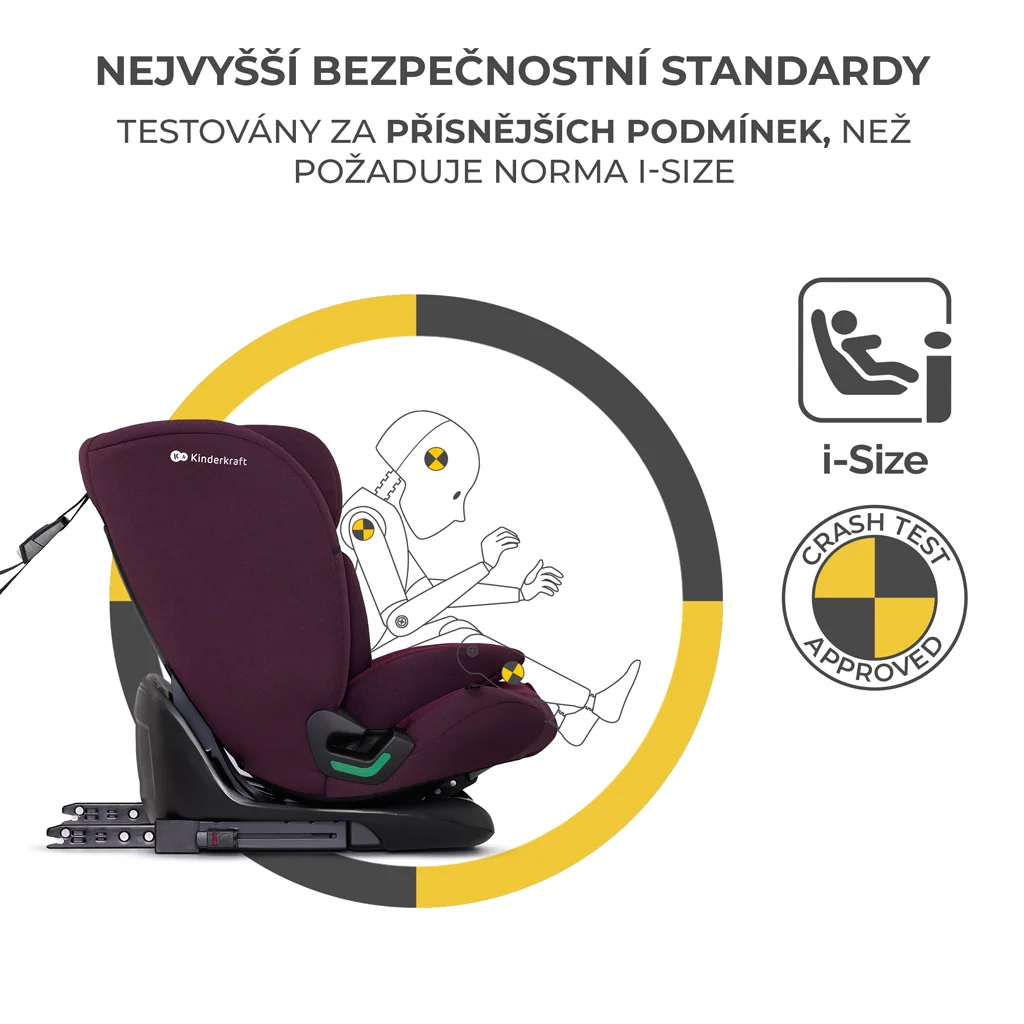 KINDERKRAFT Autosedačka Oneto3 i-Size 76-150cm + Isofix Cherry pearl 1×1 ks, autosedačka