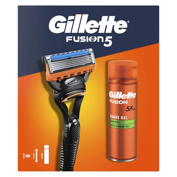 Gillette Darčeková Súprava: Fusion Holiaci Strojček + Fusion Gél 200 ml 1×1 ks, darčeková sada