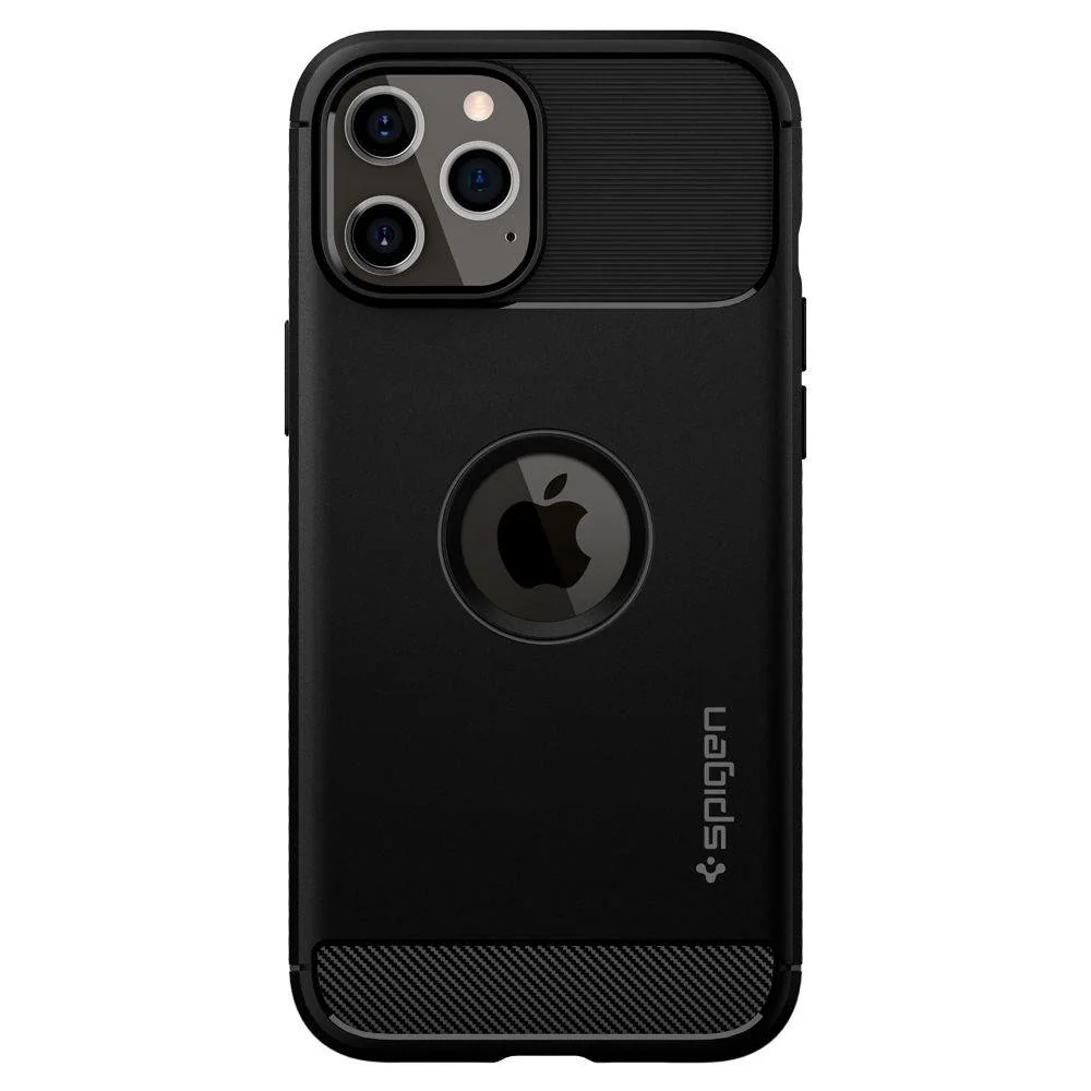 Spigen Rugged Armor silikónový kryt na iPhone 12 / 12 Pro, čierny