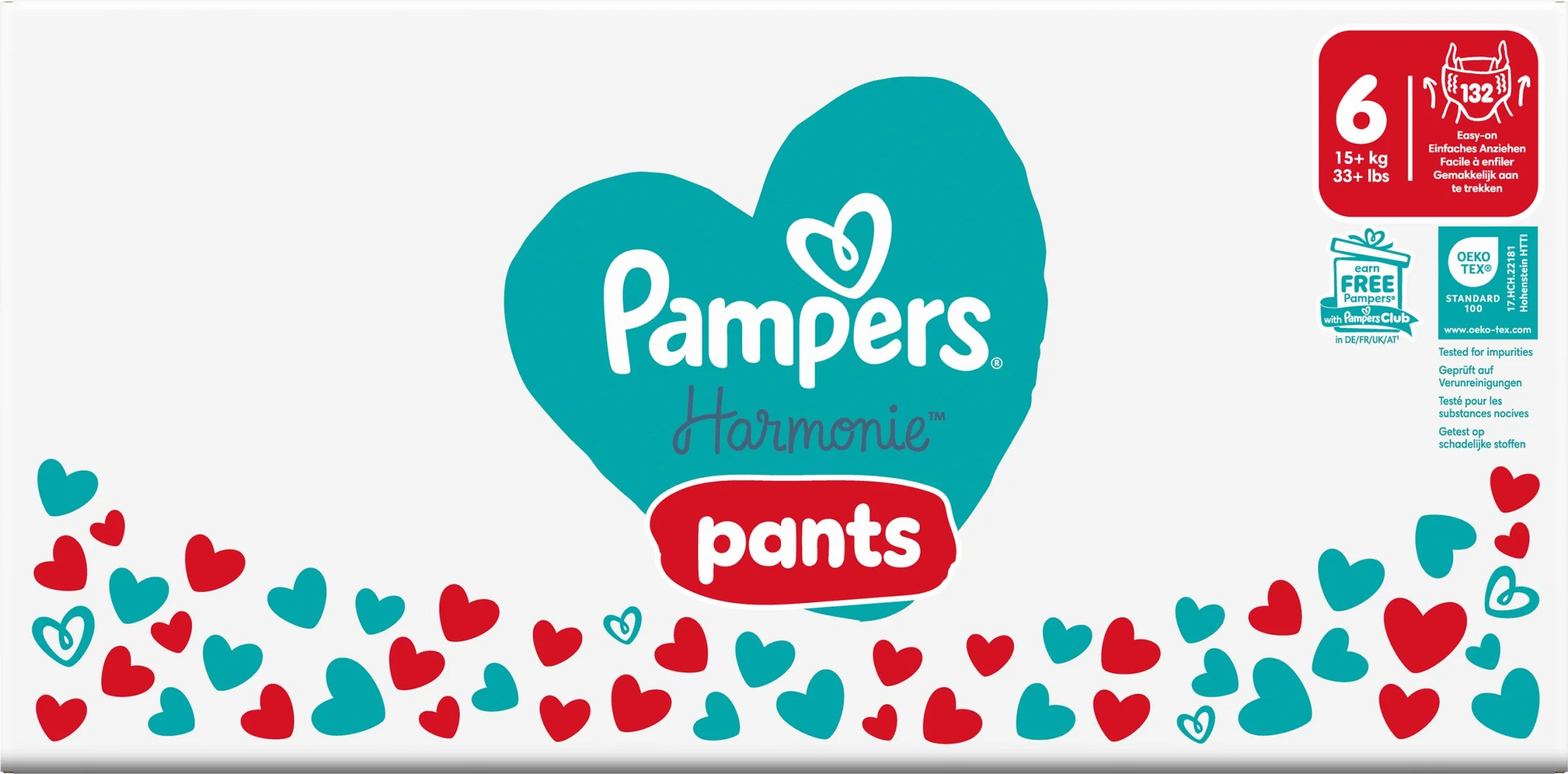 PAMPERS HARMONIE BABY PLIEN.NOHAV.V.6 15KG+ 132KS 1×132 ks, plienkové nohavičky vo veľkosti 6