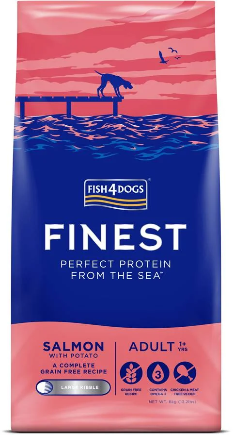 FISH4DOGS Granule veľké pre dospelých psov Finest losos so zemiakmi 6kg, 1+ 1×6000 g, granule pre dospelé psy