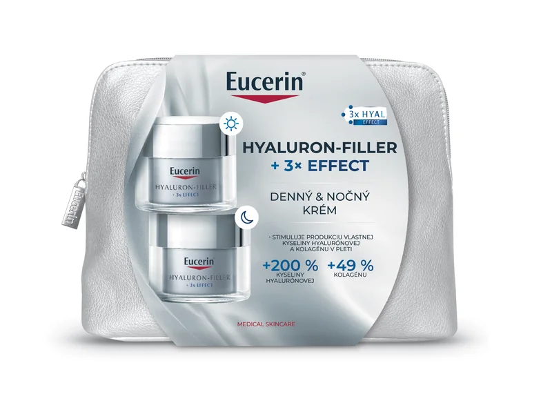 Eucerin Vianočná taštička HYALURON-FILLER + 3x EFFECT Denný krém + Nočný krém