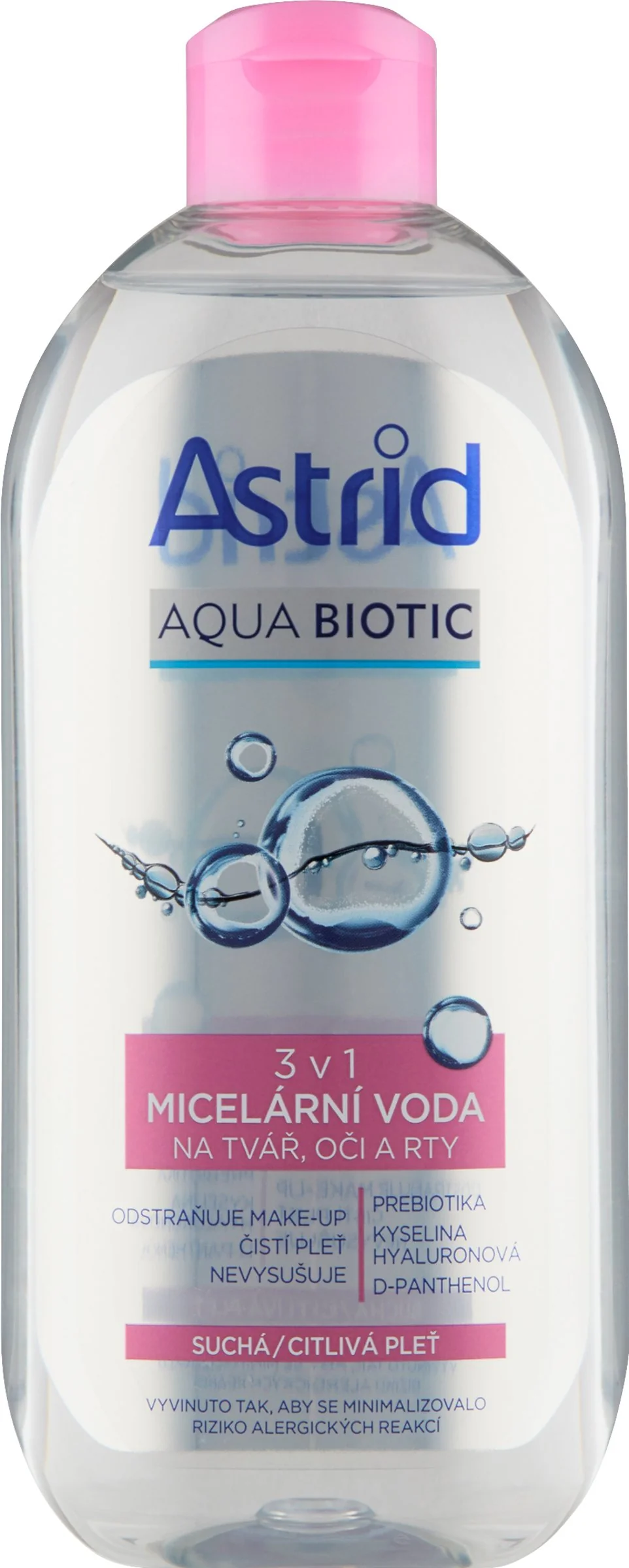 ASTRID AQUA BIOTIC Micelárna voda 3v1 pre suchú a citlivú pleť 400 ml