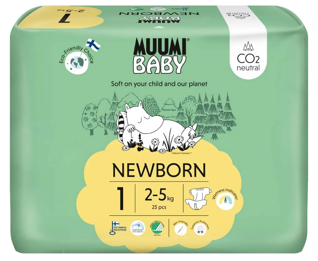 Muumi Baby 1 Newborn 2–5 kg, eko plienky 1×25ks, EKO plienky