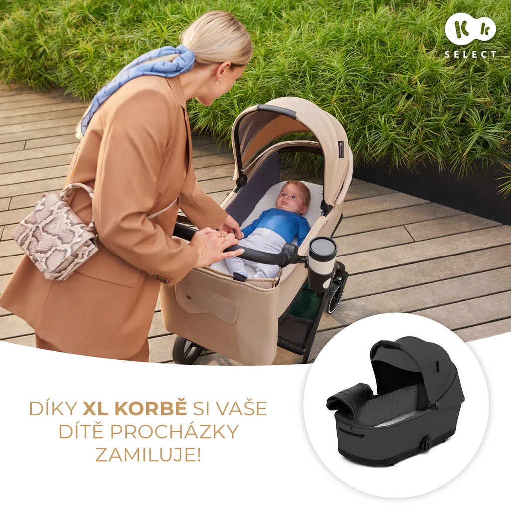 KINDERKRAFT SELECT Kočík kombinovaný Yoxi 2v1 Moonlight Grey 1×1 ks, kombinovaný kočík