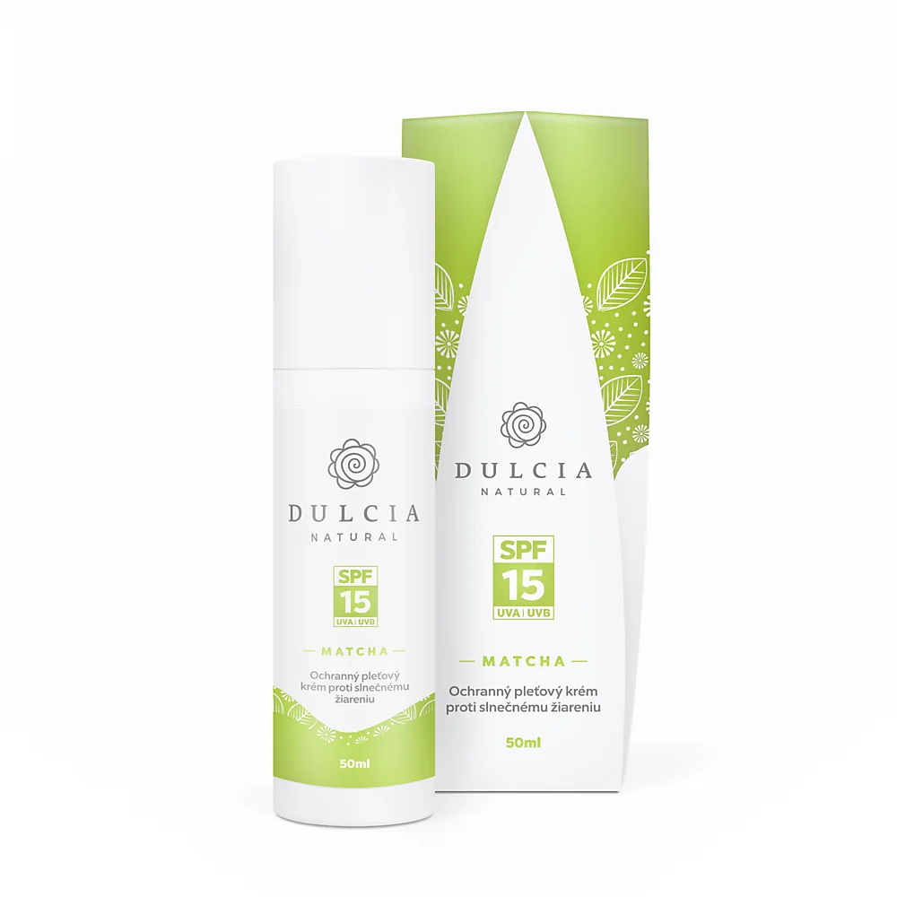 Dulcia natural - Ochranný pleťový krém proti slnečnému žiareniu - SPF 15 Matcha face care cream   - SPF 15