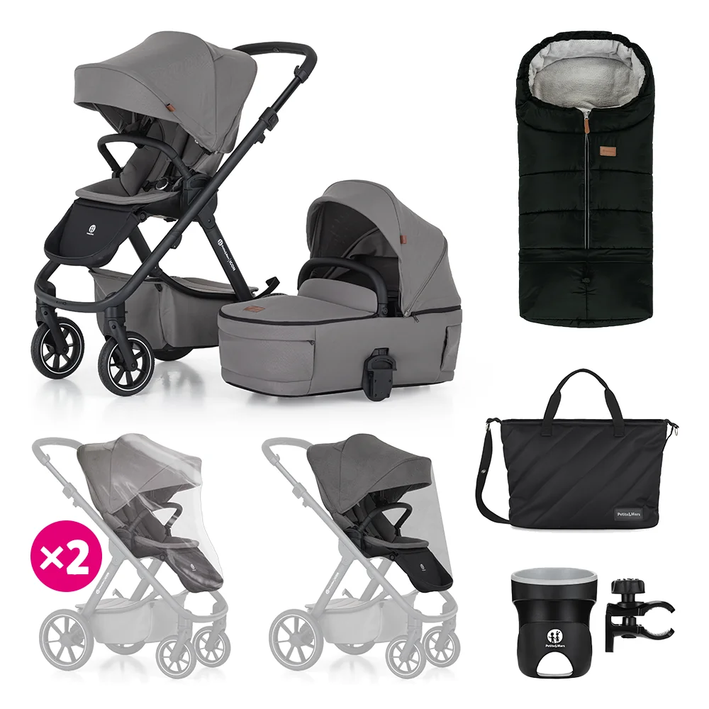 PETITE&MARS Kočík kombinovaný ICON 2v1 Dove Grey XXL RWS 1×1 ks, kombinovaný kočík