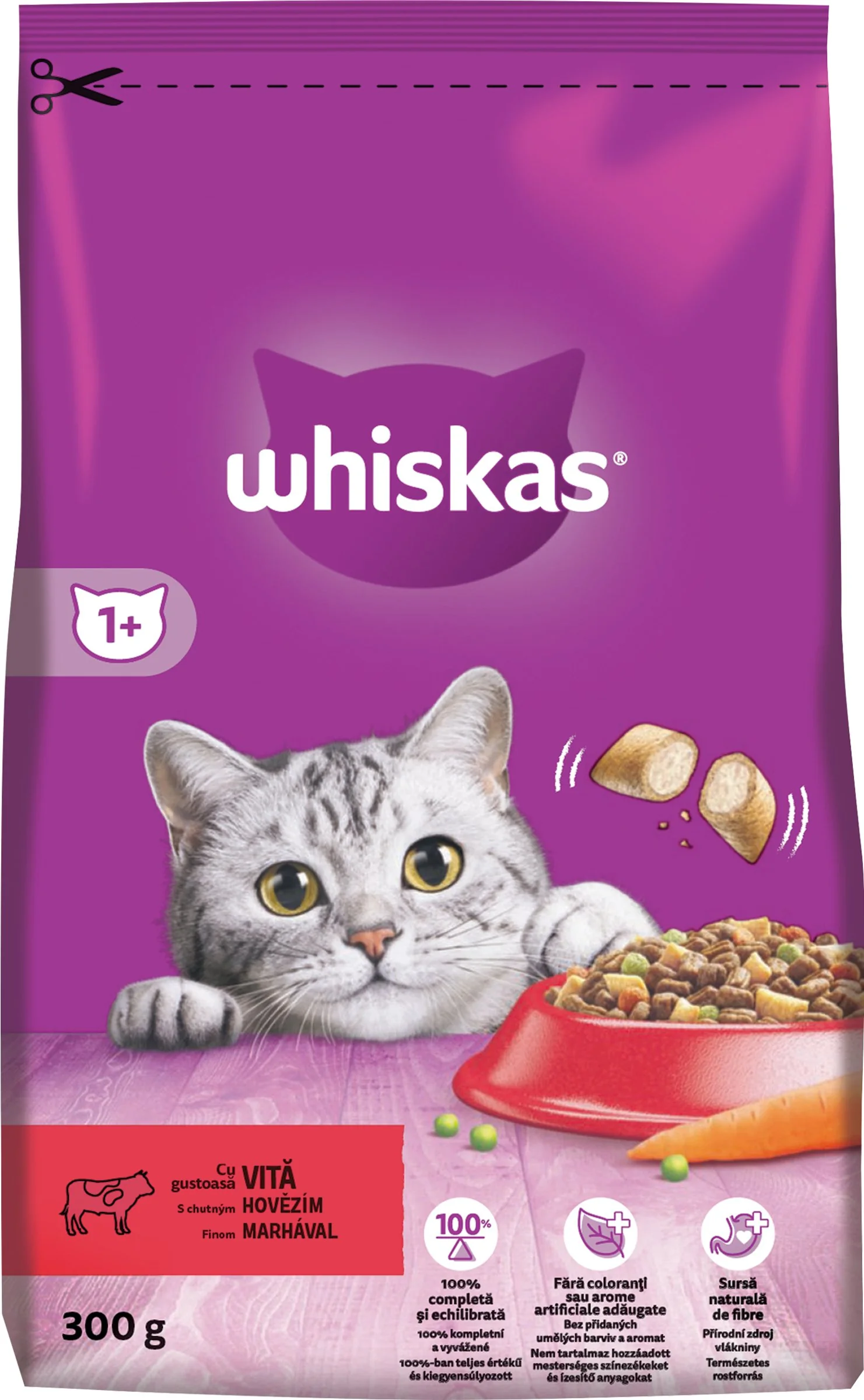 WHISKAS Granule s hovädzím 300g