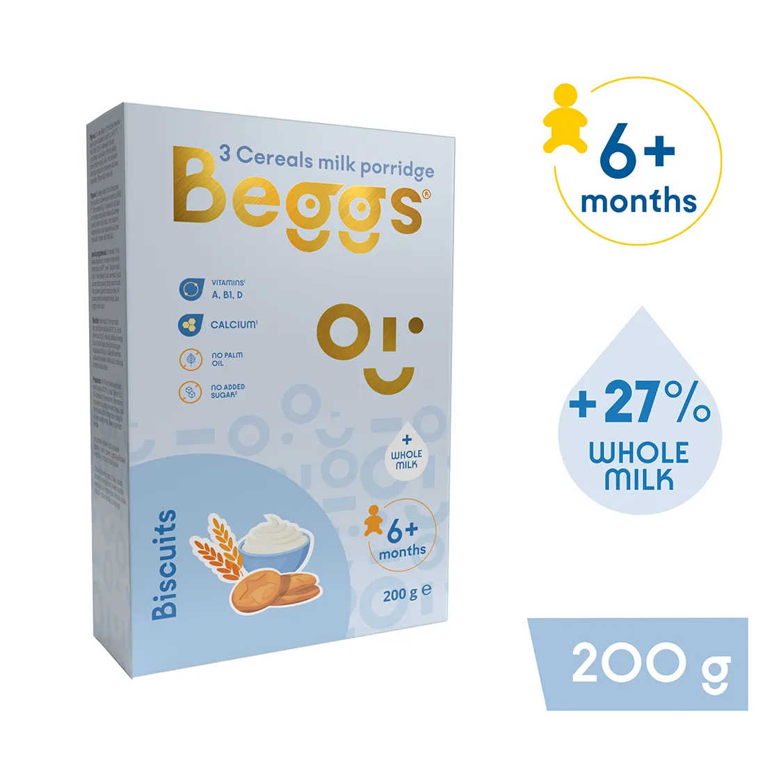 Beggs Mliečna 3 zrnná kaša so sušienkami 1×200 g, mliečna kaša