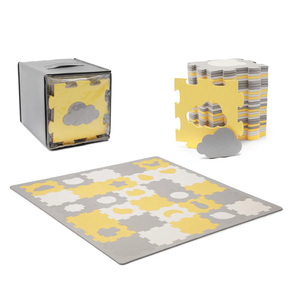 KINDERKRAFT SELECT Podložka penová puzzle Luno Shapes 185 x 165 cm Yellow, 30ks, Premium 1×30 ks