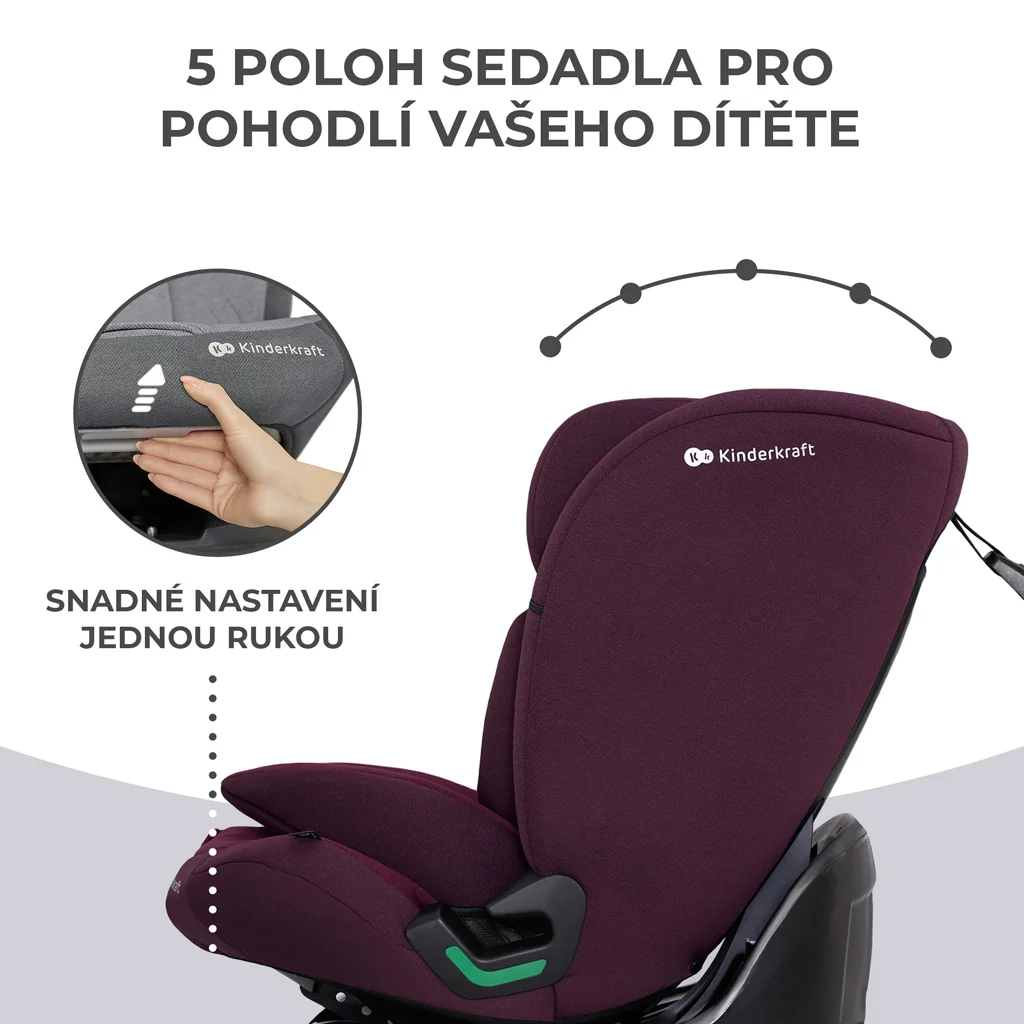 KINDERKRAFT Autosedačka Oneto3 i-Size 76-150cm + Isofix Cherry pearl 1×1 ks, autosedačka