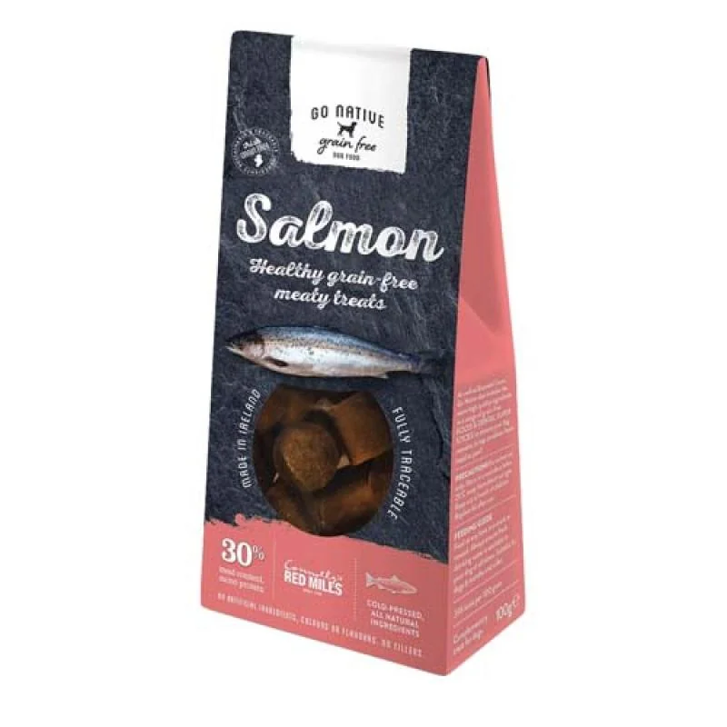 GO NATIVE Essentials Salmon 100g nízkokalorická pochúťka pre psov obsahuje 30% mäsa z lososa 