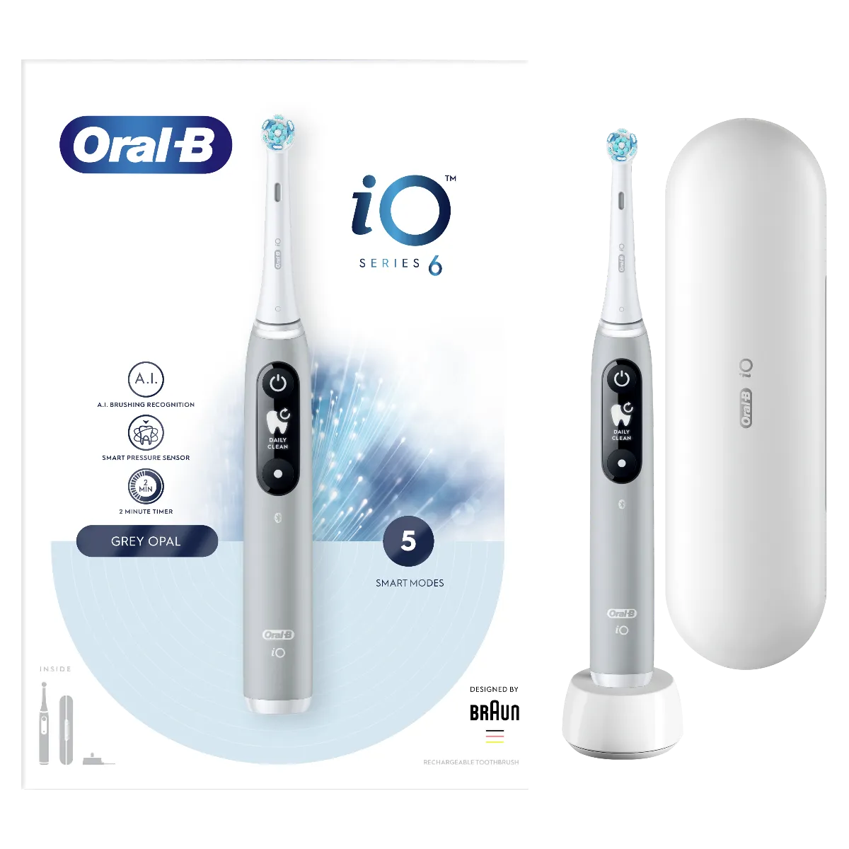 Oral B iO Series 6 Grey opal 1×1 ks, elektrická zubná kefka