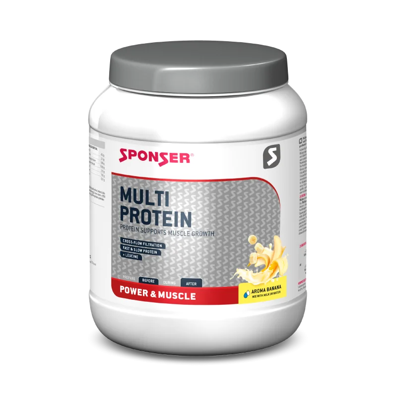 SPONSER MULTI PROTEIN CFF 850g multi–proteínový prášok s leucínom, vitamínmi a sladidlami obsahuje aminokyselinu L-leucín s veľmi nízkym obsahom laktózy - Príchuť vanilka