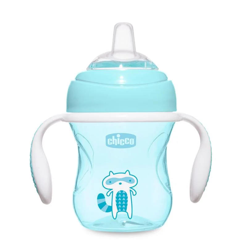 Chicco Hrnček Chicco Učíme sa s držadlami 200 ml, modrý, 4m+