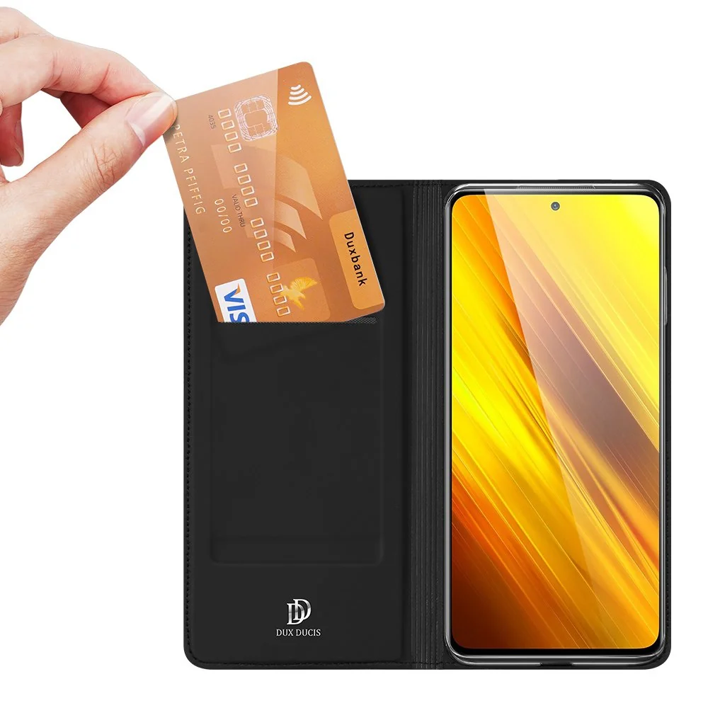 DUX DUCIS Skin Pro knižkové kožené puzdro na Xiaomi Poco M3 / Redmi 9T čierne