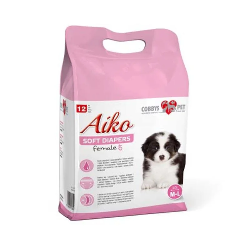 AIKO Soft Diapers M-L 36x52cm 12ks plienkové nohavičky pre sučky stredných a veľkých plemien