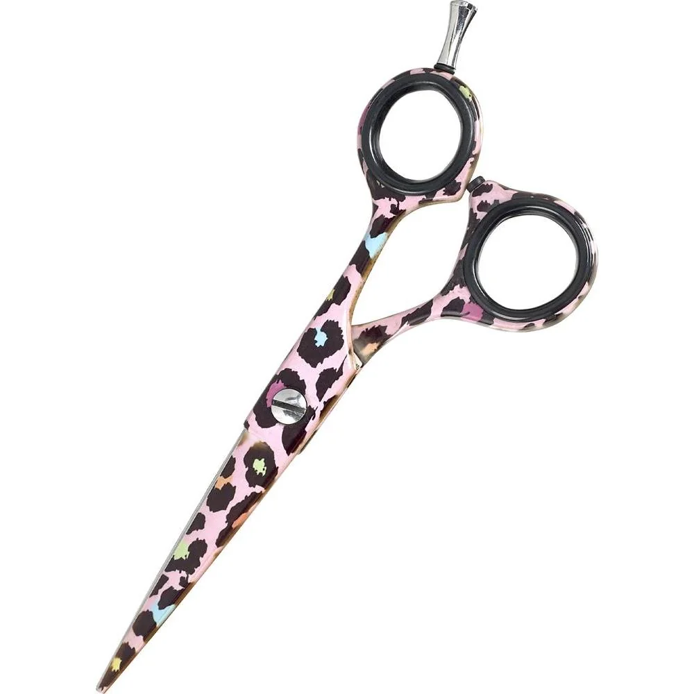 Sibel Pink Leopard kadernícke nožnice na vlasy 5.5"