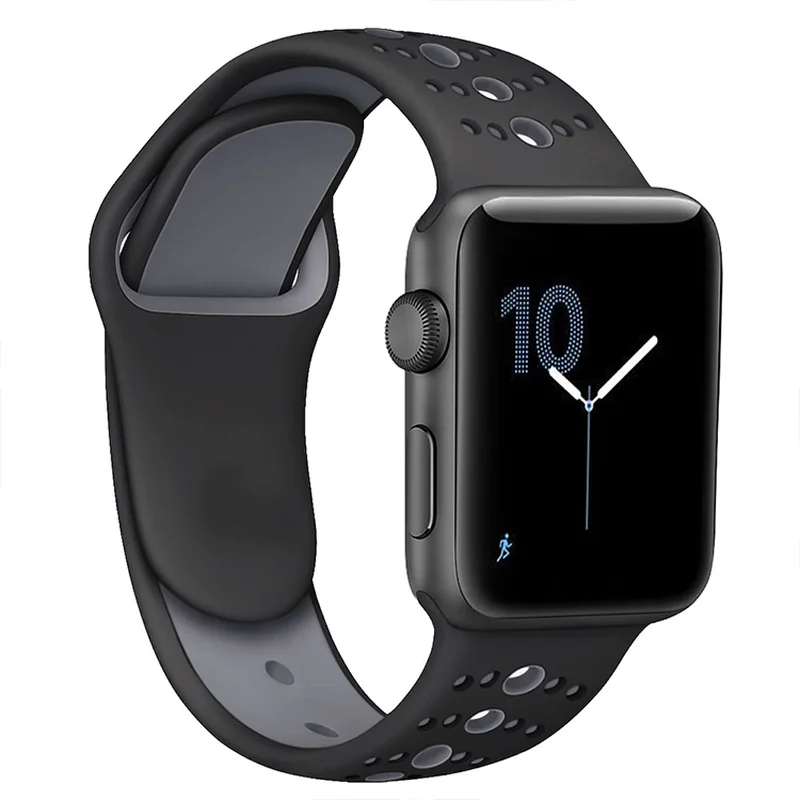 BStrap Silicone Sport remienok na Apple Watch 38/40/41mm Black Gray