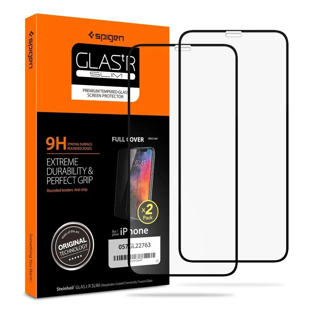 Spigen Full Cover Tr Slim 2-pack ochranné sklo na iPhone 11 Pro / XS / X, čierne