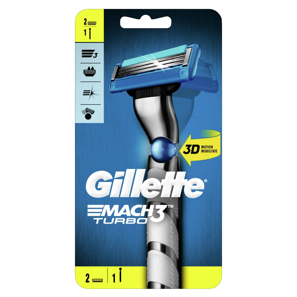 Gillette Mach3 Turbo 3D Strojček + 2NH 1×1 set