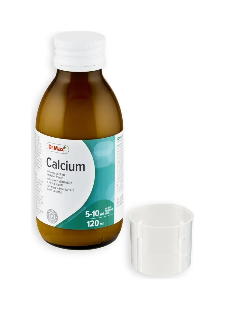 Dr. Max CALCIUM SIRUP Čokoláda 1×120 ml, výživový doplnok s obsahom vápnika.