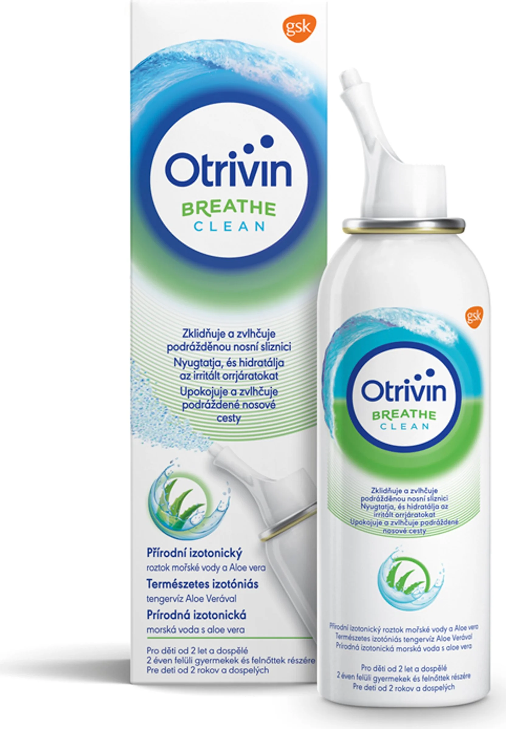 Otrivin Breathe Clean s Aloe vera 1x100 ml, izotonická morská voda na čistenie nosa