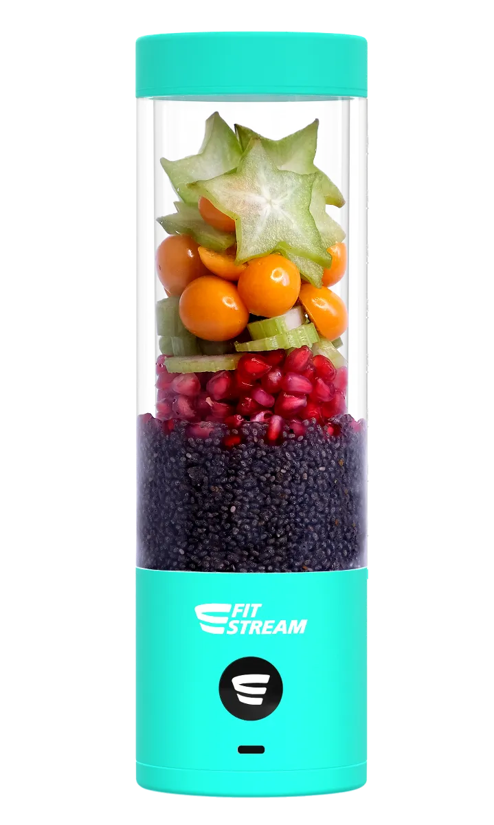 FitStream Pro tyrkysový , prenosný, USB nabíjatelný mixér 1×1 ks, smoothie mixér