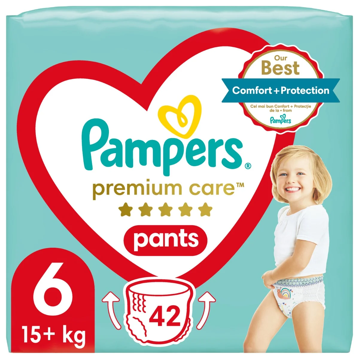 Pampers Premium Care plienkové nohavičky veľkosť 6, 42 ks, 15kg+ 1×42 ks, plienkové nohavičky