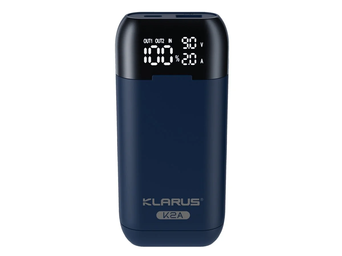 KLARUS K2A 3v1 duálna inteligentná nabíjačka + držiak na batérie + powerbank, LCD displej 