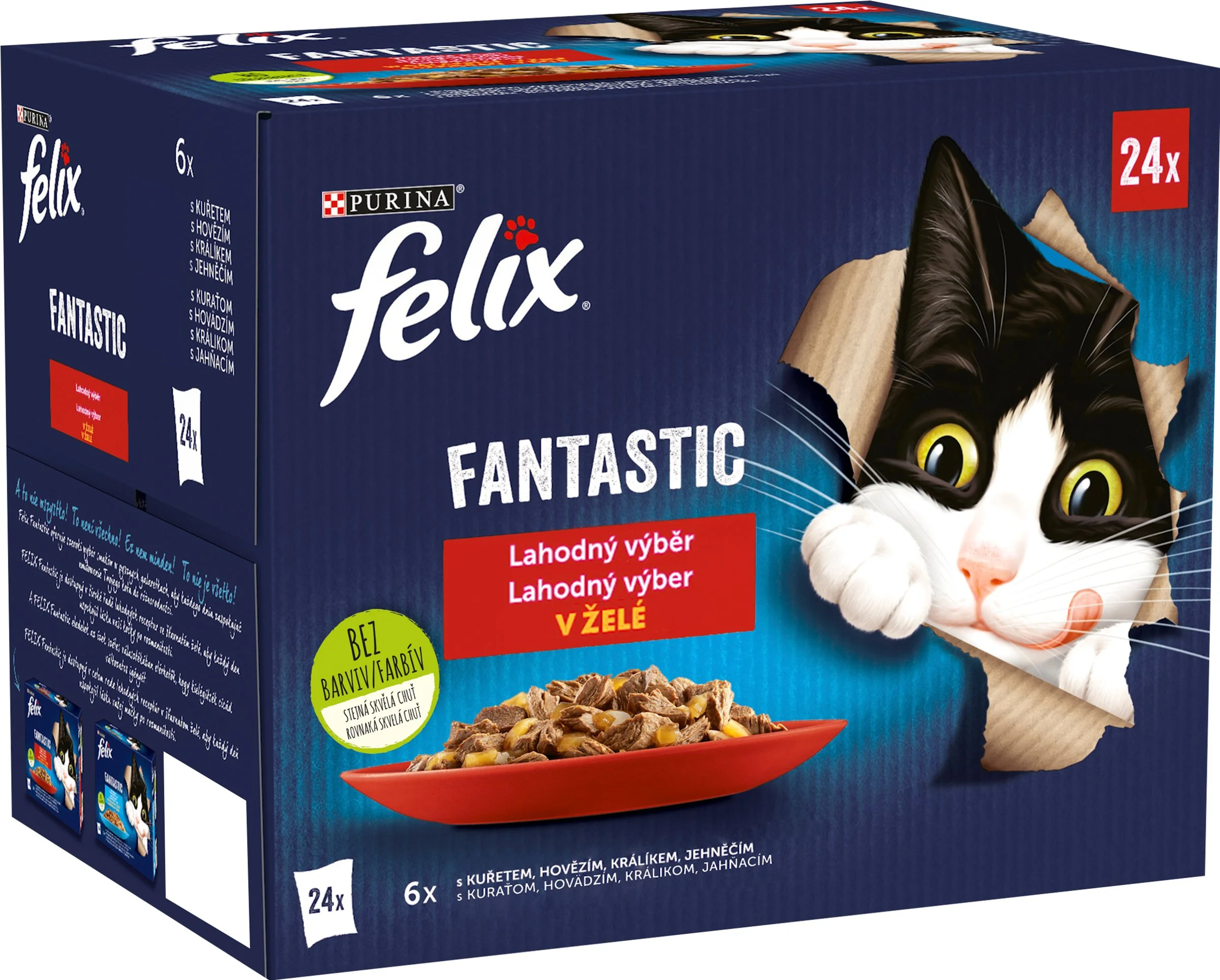 FELIX Fantastic kura/hovädzie/králik/jahňacie v želé (24x85g) 24×85g