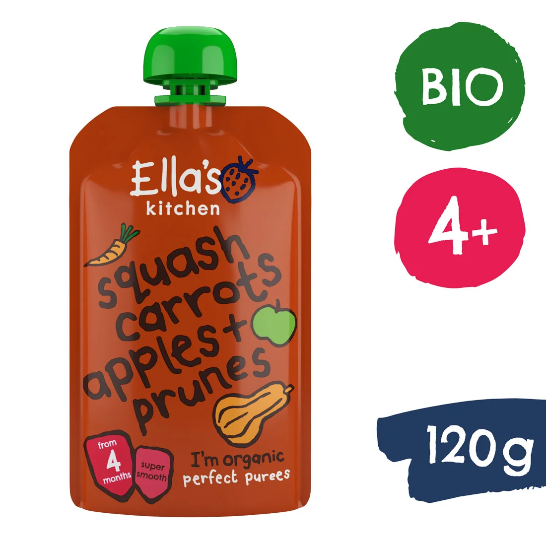 Ella's Kitchen BIO Tekvica, mrkva, jablko a slivka 1×120 g, detská výživa